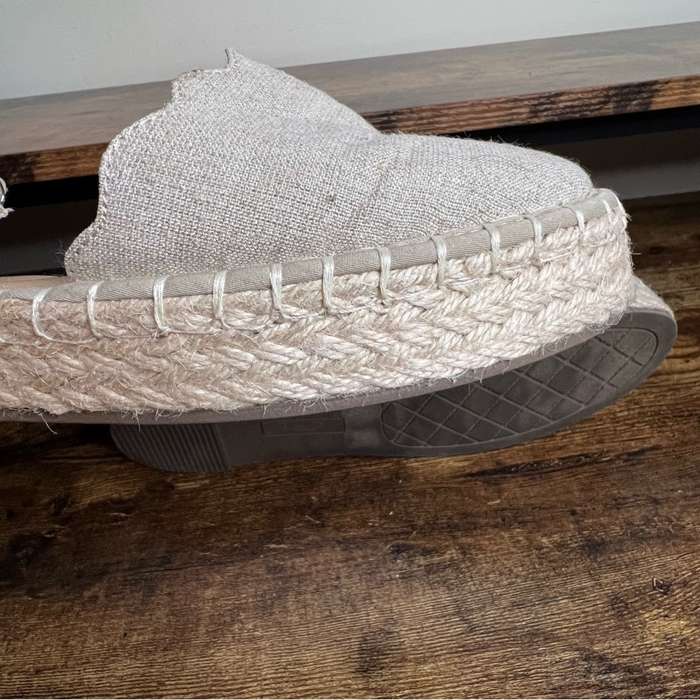 JOIE Cruz gray neutral platform espadrille sparkle sandal ankle strap women's 8 - Picture 9 of 10